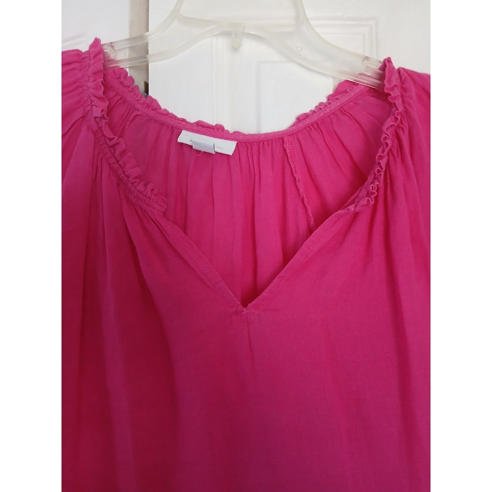 J. Jill Lovelinen Pink Linen Top 3/4 Sleeve  Casual Lightweight Blouse Large - Picture 2 of 7